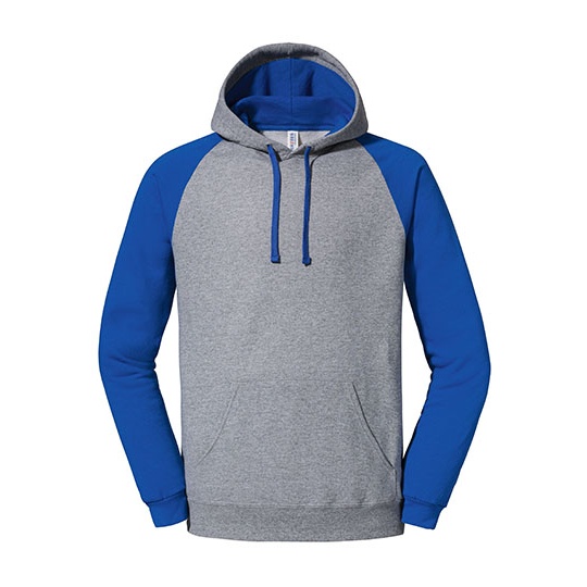 Bluza z kapturem raglanowa dwukolorowa NuBlend JZ96CR - Oxford Grey & Royal