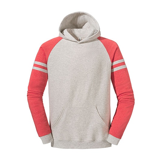 Bluza z kapturem Raglanowa z kieszenia kangurka Dekatyzowana polar NuBlend JZ97CR0 - Oatmeal Heather & Fiery Red Heather