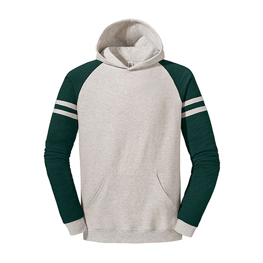 Bluza z kapturem Raglanowa z kieszenia kangurka Dekatyzowana polar NuBlend JZ97CR0 - Oatmeal Heather & Forest Green Heather
