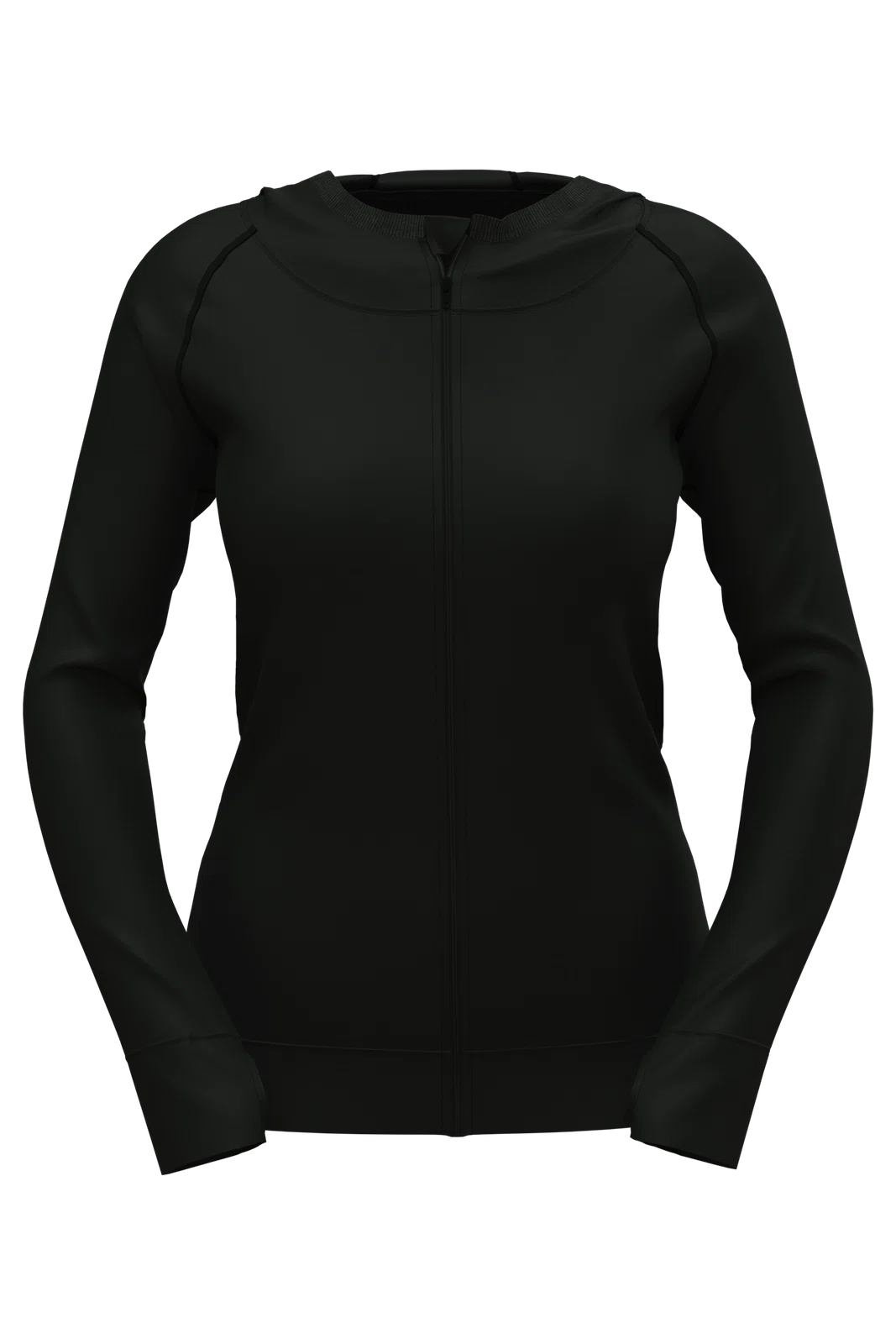 Bezszwowa kurtka sportowa damska z kapturem S8970 - Black Opal