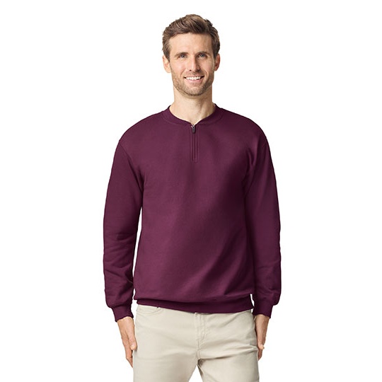 Bluza Klasyczna Bawelniana z Zamkiem 1 4 GSF008 - Maroon