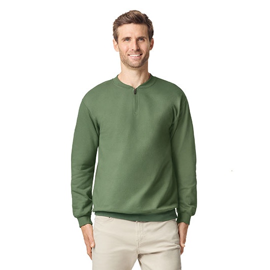 Bluza Klasyczna Bawelniana z Zamkiem 1 4 GSF008 - Military Green