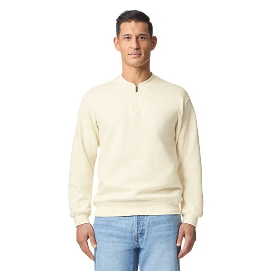 Bluza Klasyczna Bawełniana z Zamkiem 1 4 GSF008 - Off White