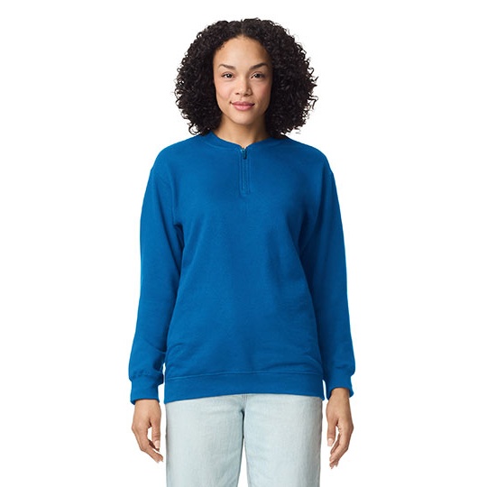 Bluza Klasyczna Bawelniana z Zamkiem 1 4 GSF008 - Royal