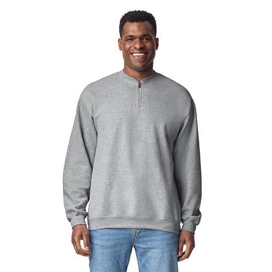 Bluza Klasyczna Bawelniana z Zamkiem 1 4 GSF008 - Sport Grey (Heather)
