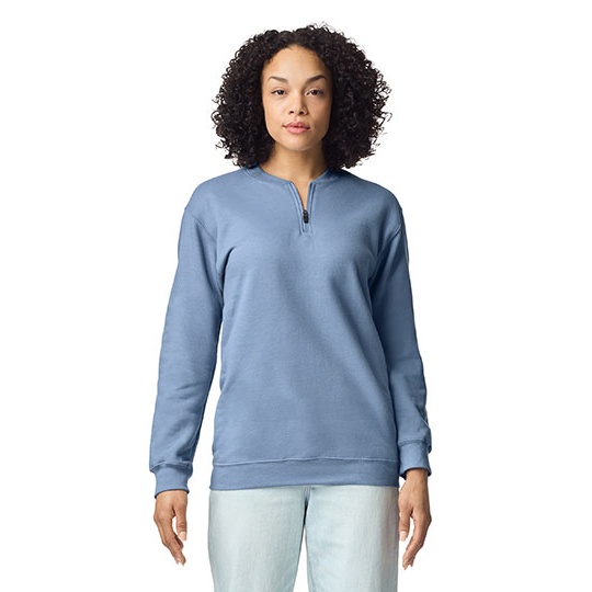 Bluza Klasyczna Bawelniana z Zamkiem 1 4 GSF008 - Stone Blue