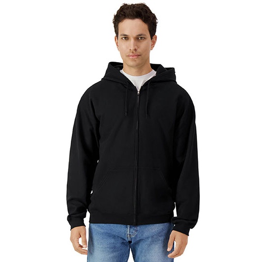 Bluza Rozpinana Klasyczna Bawelniana Szczotkowana GSF600 - Black