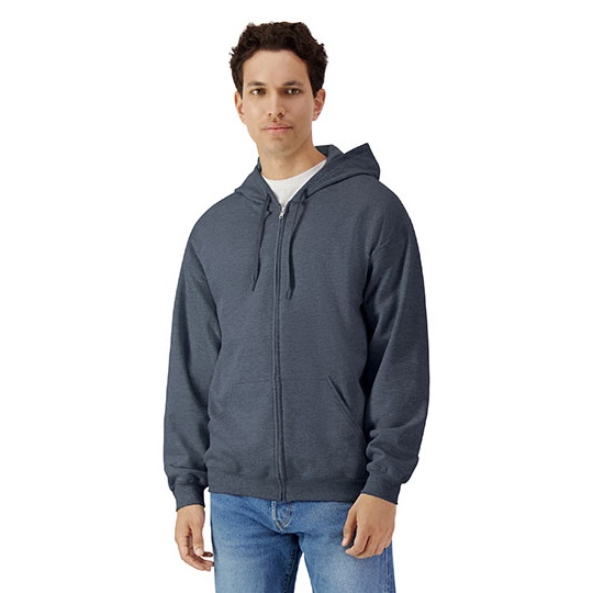 Bluza Rozpinana Klasyczna Bawelniana Szczotkowana GSF600 - Dark Heather