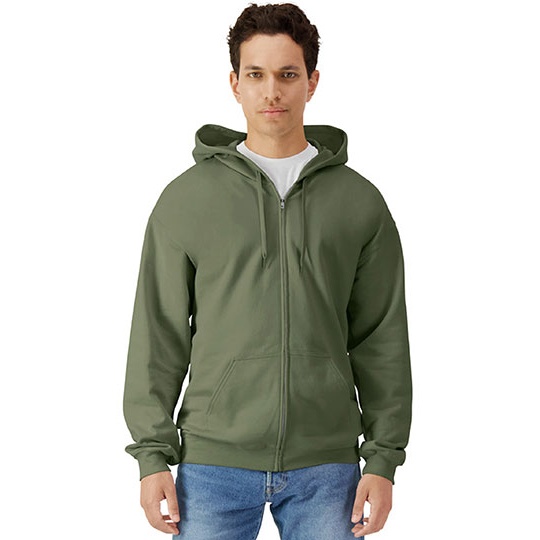 Bluza Rozpinana Klasyczna Bawelniana Szczotkowana GSF600 - Military Green