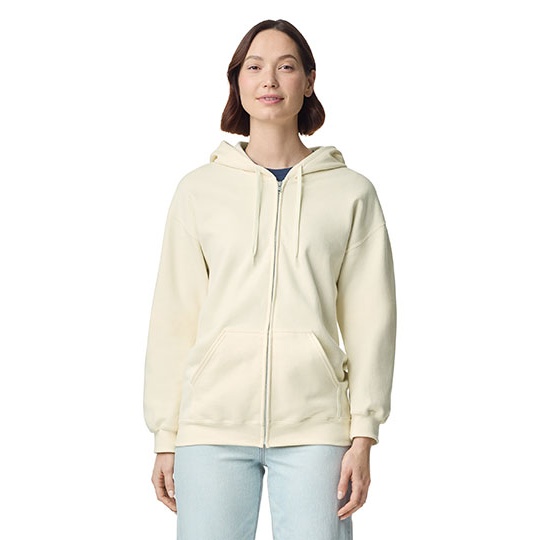 Bluza Rozpinana Klasyczna Bawelniana Szczotkowana GSF600 - Off White