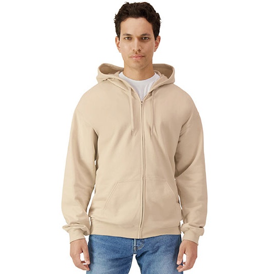 Bluza Rozpinana Klasyczna Bawelniana Szczotkowana GSF600 - Sand