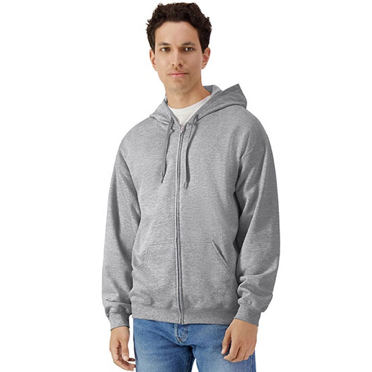 Bluza Rozpinana Klasyczna Bawelniana Szczotkowana GSF600 - Sport Grey (Heather)