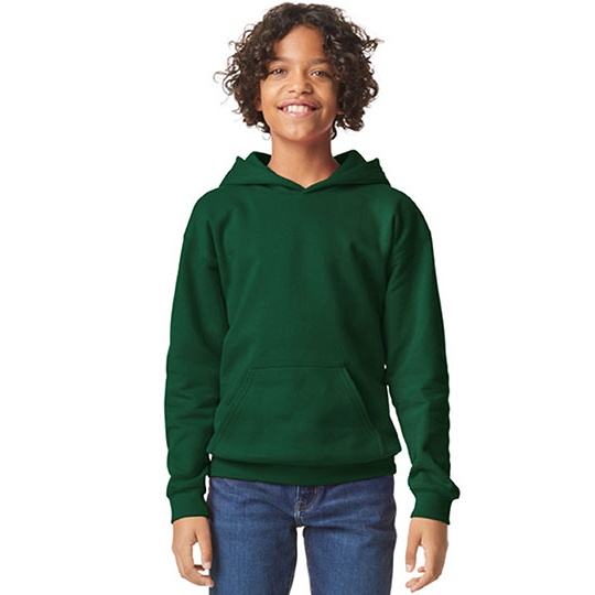 Bluza Klasyczna Z Kapturem Bawelniana Szczotkowana GSF500K - Forest Green