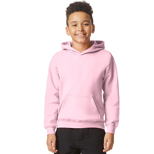 Bluza Klasyczna Z Kapturem Bawelniana Szczotkowana GSF500K - Light Pink