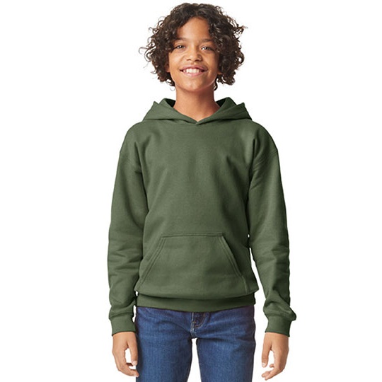 Bluza Klasyczna Z Kapturem Bawełniana Szczotkowana GSF500K - Military Green