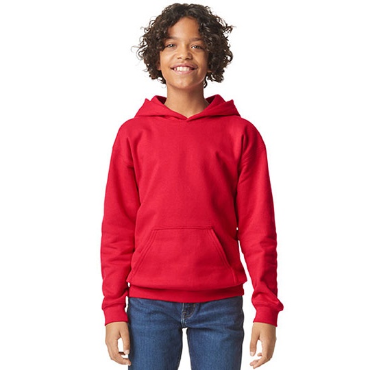 Bluza Klasyczna Z Kapturem Bawelniana Szczotkowana GSF500K - Red