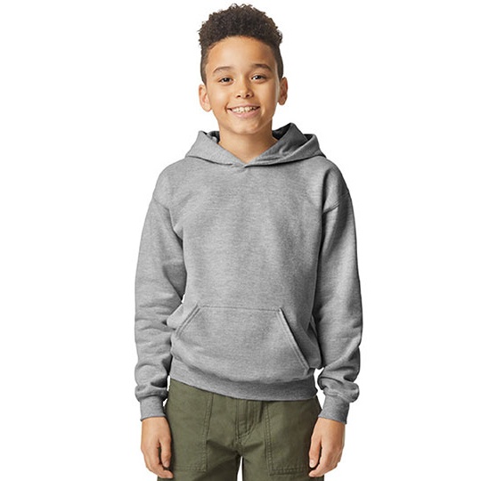 Bluza Klasyczna Z Kapturem Bawelniana Szczotkowana GSF500K - Sport Grey (Heather)