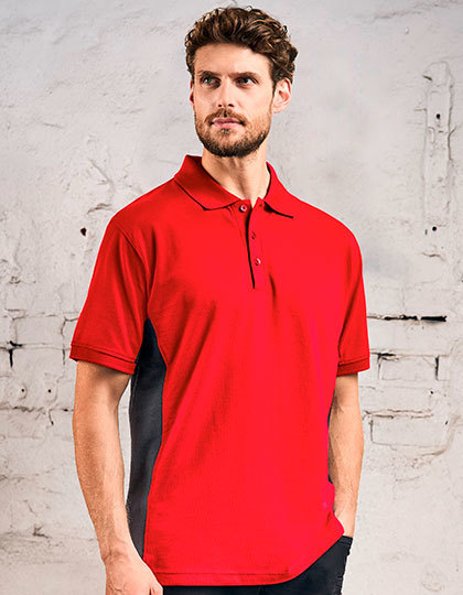 Polo Unisex Pika z Kontrastowymi Wstawkami CD4590 - Fire Red & Charcoal (Solid)