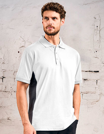 Polo Unisex Pika z Kontrastowymi Wstawkami CD4590 - White & Charcoal (Solid)
