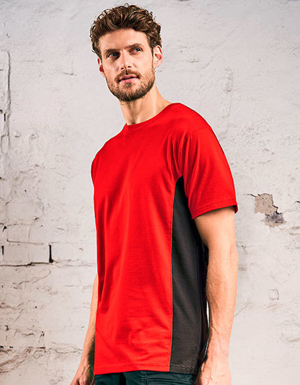 Koszulka Unisex Klasyczna z Bocznymi Wstawkami CD3590 - Fire Red & Charcoal (Solid)