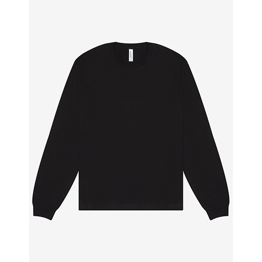 T-shirt Gruby Długi Rękaw Bawełna Czesana CV3511 - Black
