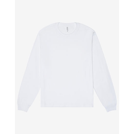 T-shirt Gruby Długi Rękaw Bawełna Czesana CV3511 - White