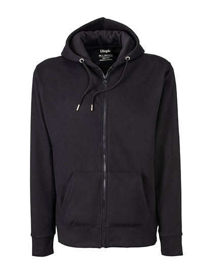 Bluza Unisex Z Kapturem Z Zamkiem Bawelna Poliester Z Recyklingu UT23010 - Black