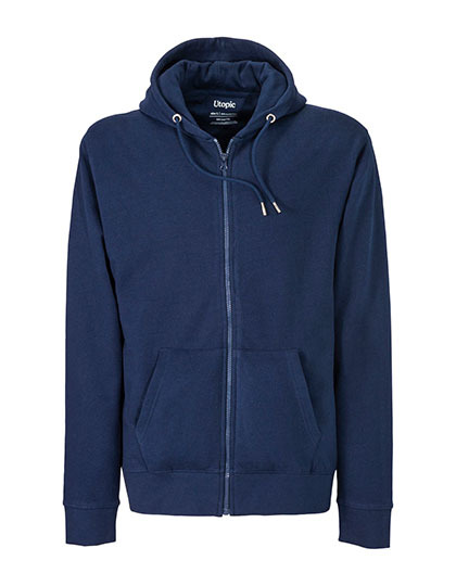 Bluza Unisex Z Kapturem Z Zamkiem Bawelna Poliester Z Recyklingu UT23010 - Blue