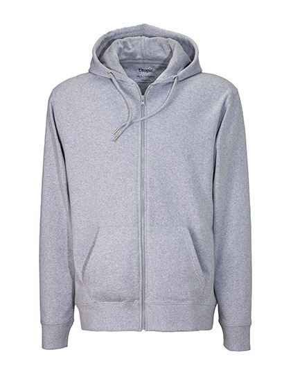 Bluza Unisex Z Kapturem Z Zamkiem Bawelna Poliester Z Recyklingu UT23010 - Grey