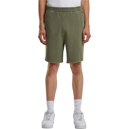 Krotkie Spodenki Dresowe Prosty Fason Gruby Material Vintage BY297 - Warm Khaki