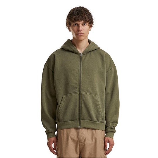 Bluza Z Kapturem Zapinana Na Zamek Gruby Material Vintage BY295 - Warm Khaki