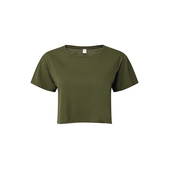 Top Damski Krotki Bawelniany TR019 - Olive
