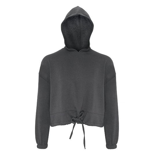 Bluza Damska Oversize Krotka Bawelniana TR085 - Charcoal