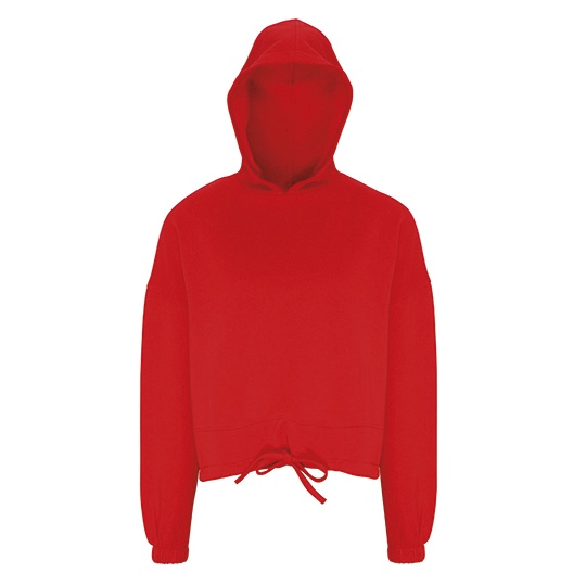 Damska krótka bluza oversize z kapturem TR085 - Fire Red