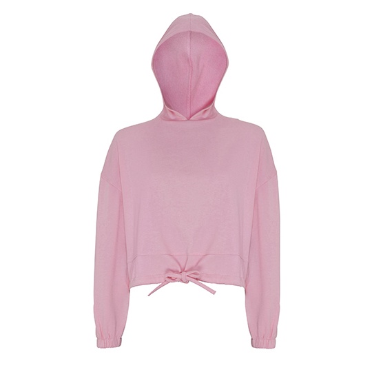 Bluza Damska Oversize Krotka Bawelniana TR085 - Light Pink