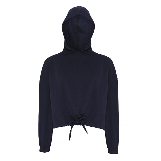 Damska krótka bluza oversize z kapturem TR085 - Navy
