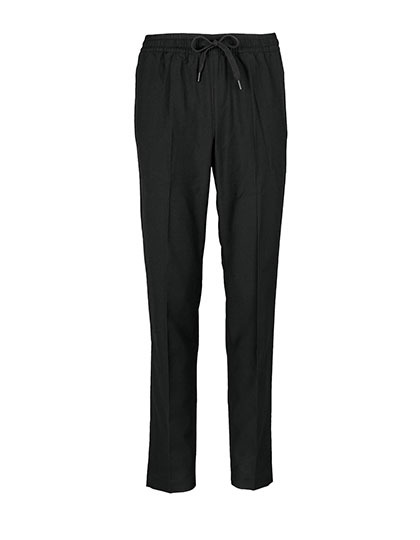 Spodnie Damskie Proste Zwezane Poliester Wiskoza NB3779 - Deep Black