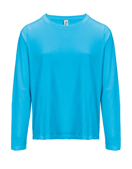 Koszulka Damska z Długim Rękawem Bawełniana L04443 - Aqua