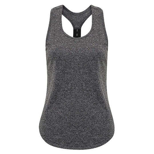 Koszulka bez rekawow Slim Fit Sportowa Poliestrowa TR027 - Black Melange