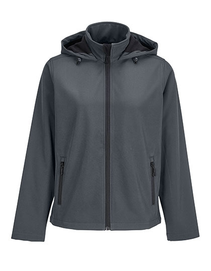 Damska kurtka softshellowa z kapturem L04448 - Charcoal Grey (Solid)