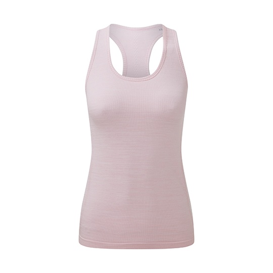 Damska bezszwowa kamizelka sportowa slim TR509 - Light Pink Melange