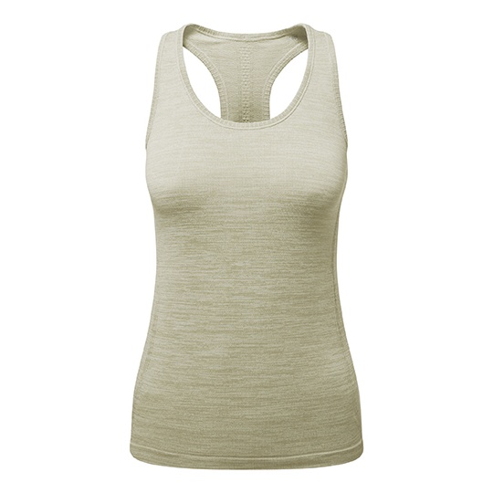 Damska bezszwowa kamizelka sportowa slim TR509 - Sage Green Melange