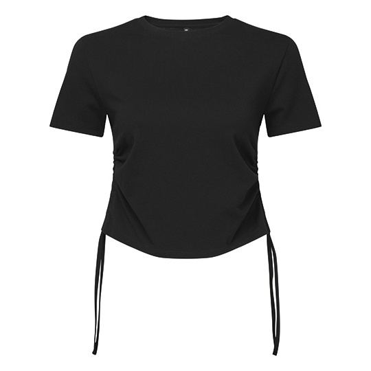 Top Damski Krotki Bawelniany TR069 - Black