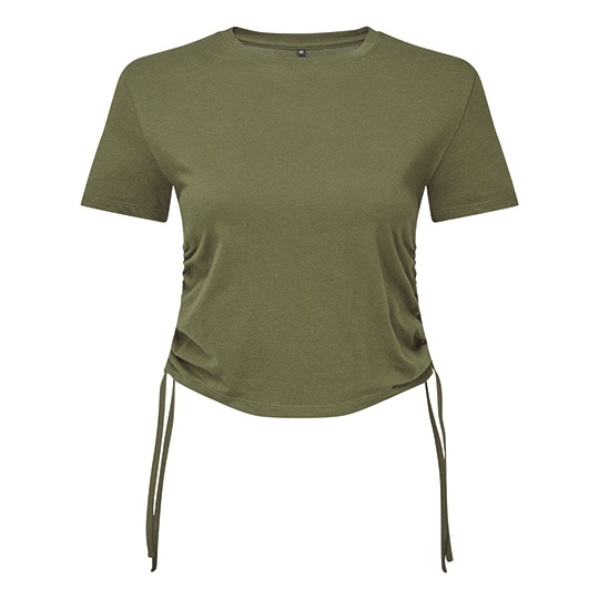 Top Damski Krótki Bawełniany TR069 - Olive