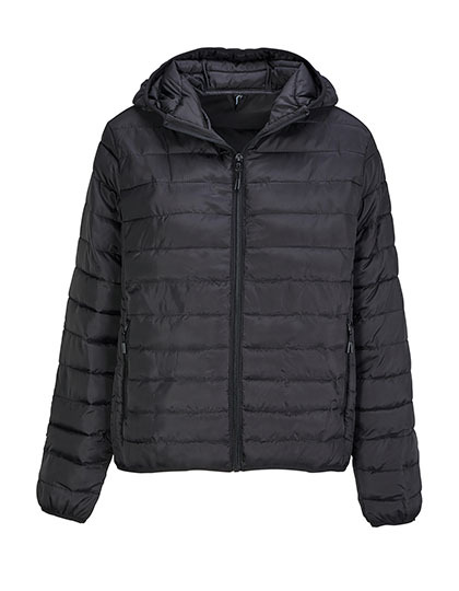 Damska lekka pikowana kurtka z kapturem L04445 - Black