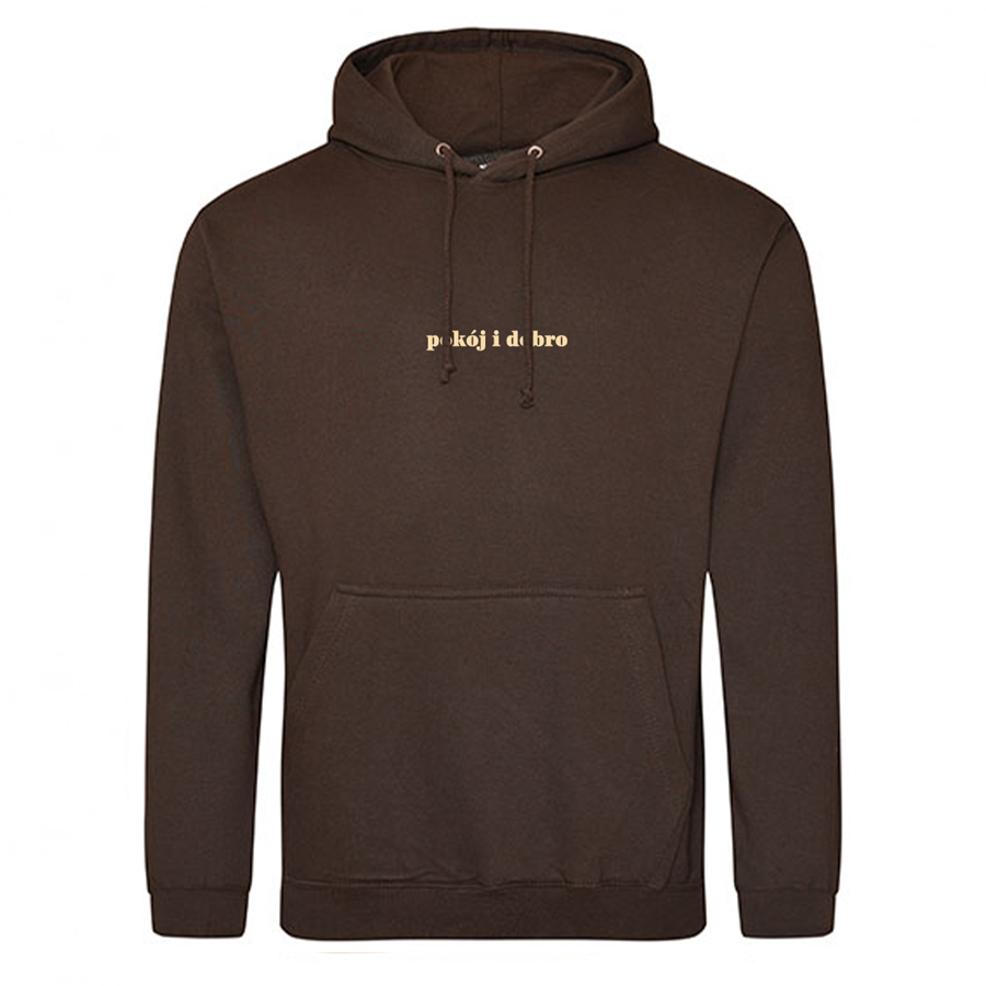 Pokój i dobro - Bluza z kapturem klasyczna brązowa