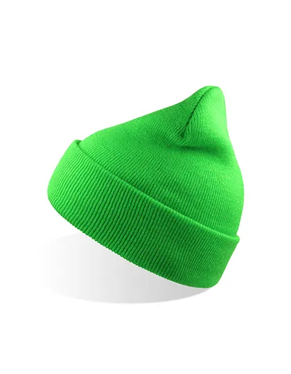 Czapka Beanie z Mankietem Przetworzony Poliester AT125 - Green Fluo