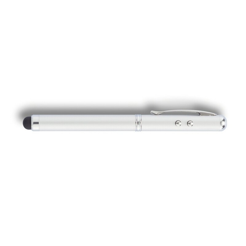 Dlugopis 4 w 1, touch pen, wskaznik laserowy, latarka P327.102 - srebrny