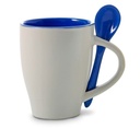 Kubek ceramiczny 300 ml z lyzeczka V5269-04 - granatowy