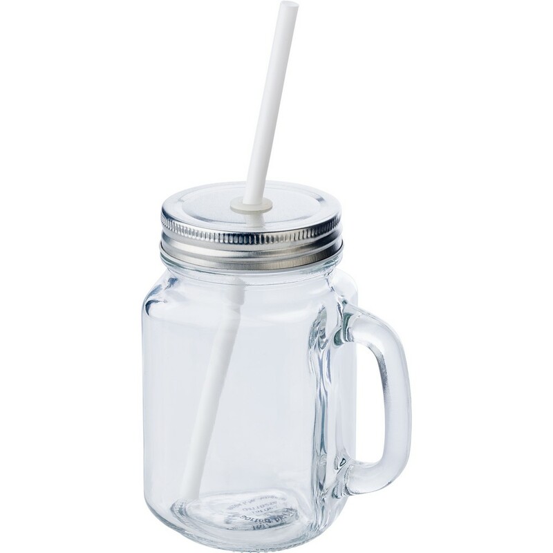 Sloik do picia 480 ml ze slomka V8485-00 - neutralny